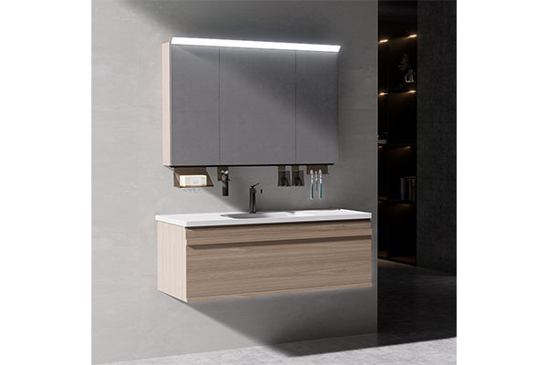 Trendy wall mounted bathroom creates elegant bathroom space